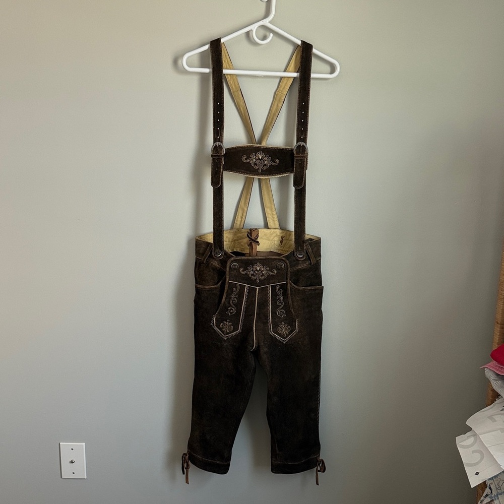 Authentic Brown Lederhosen with Suspenders